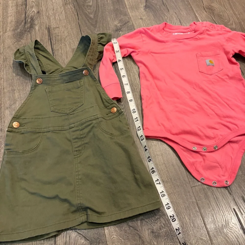 BCBG Girls Green Shortall Overall Dress Pink Carhartt 0nesie Lot Cottage 2T 24M